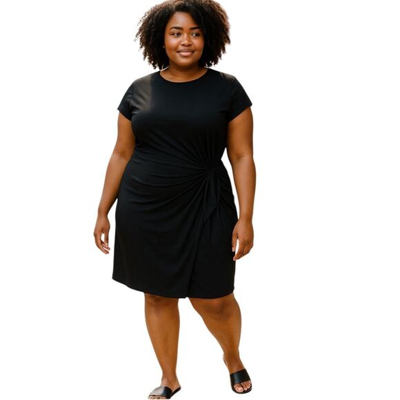 Nicole Miller Women’s Dress Black Knot Stretch Cap Sleeve Size 3X NWT - Picture 2 of 5